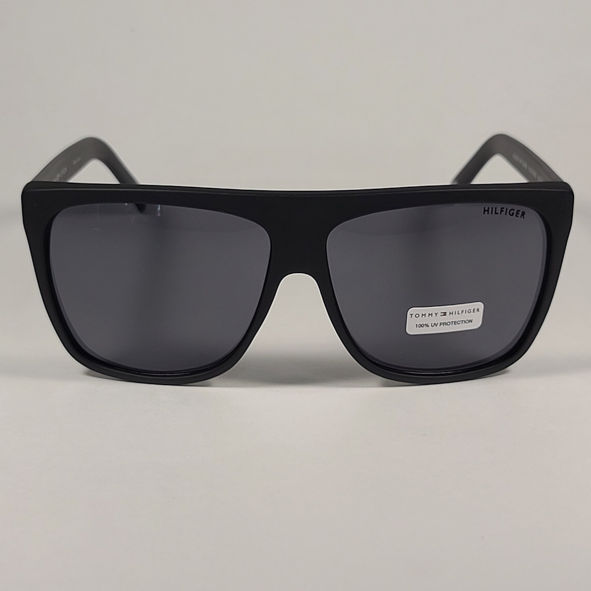 Authentic Tommy Hilfiger Mickey Square Sunglasses Matte Black Frame Gray Lens MICKEY MP OM599 - Sunglasses