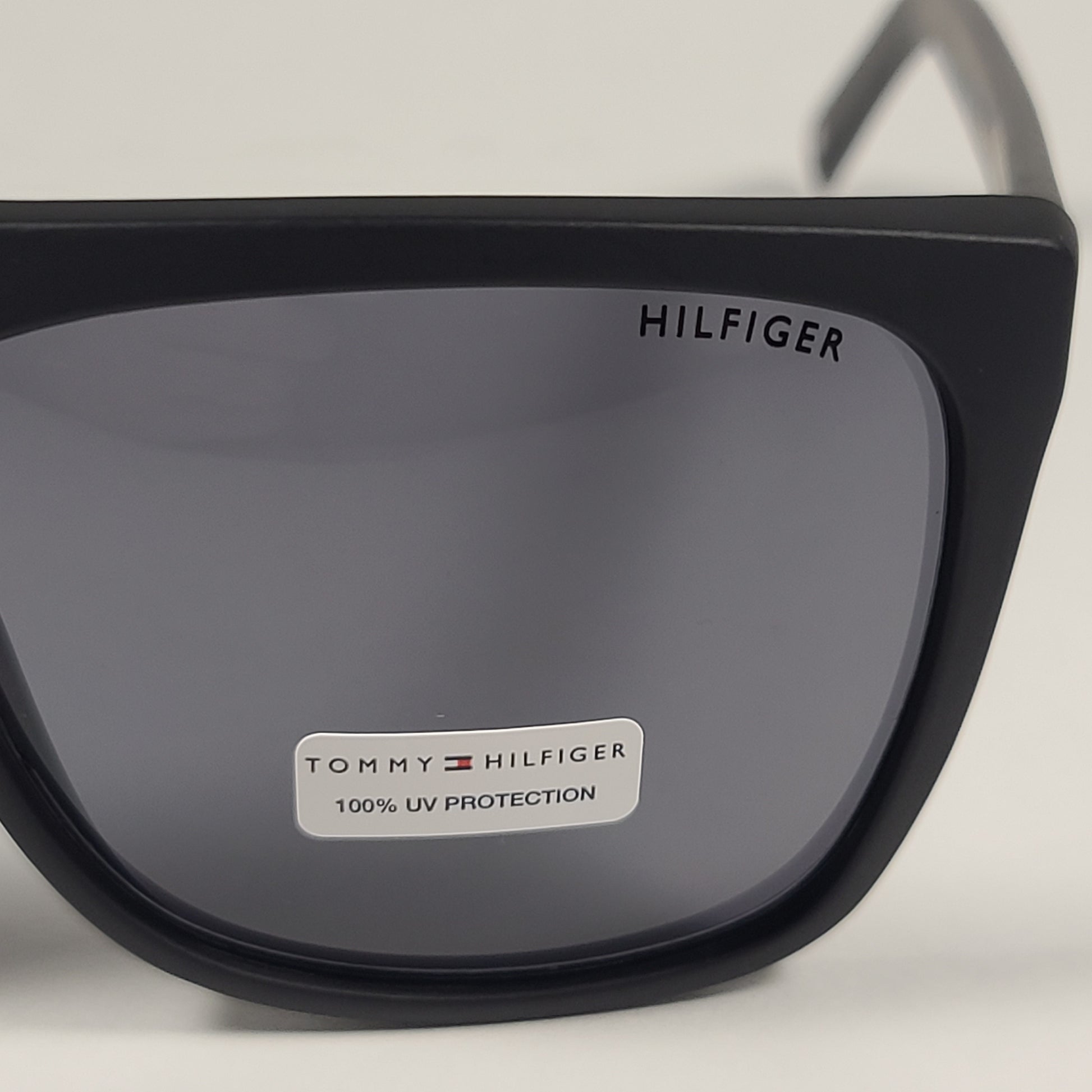 Authentic Tommy Hilfiger Mickey Square Sunglasses Matte Black Frame Gray Lens MICKEY MP OM599 - Sunglasses