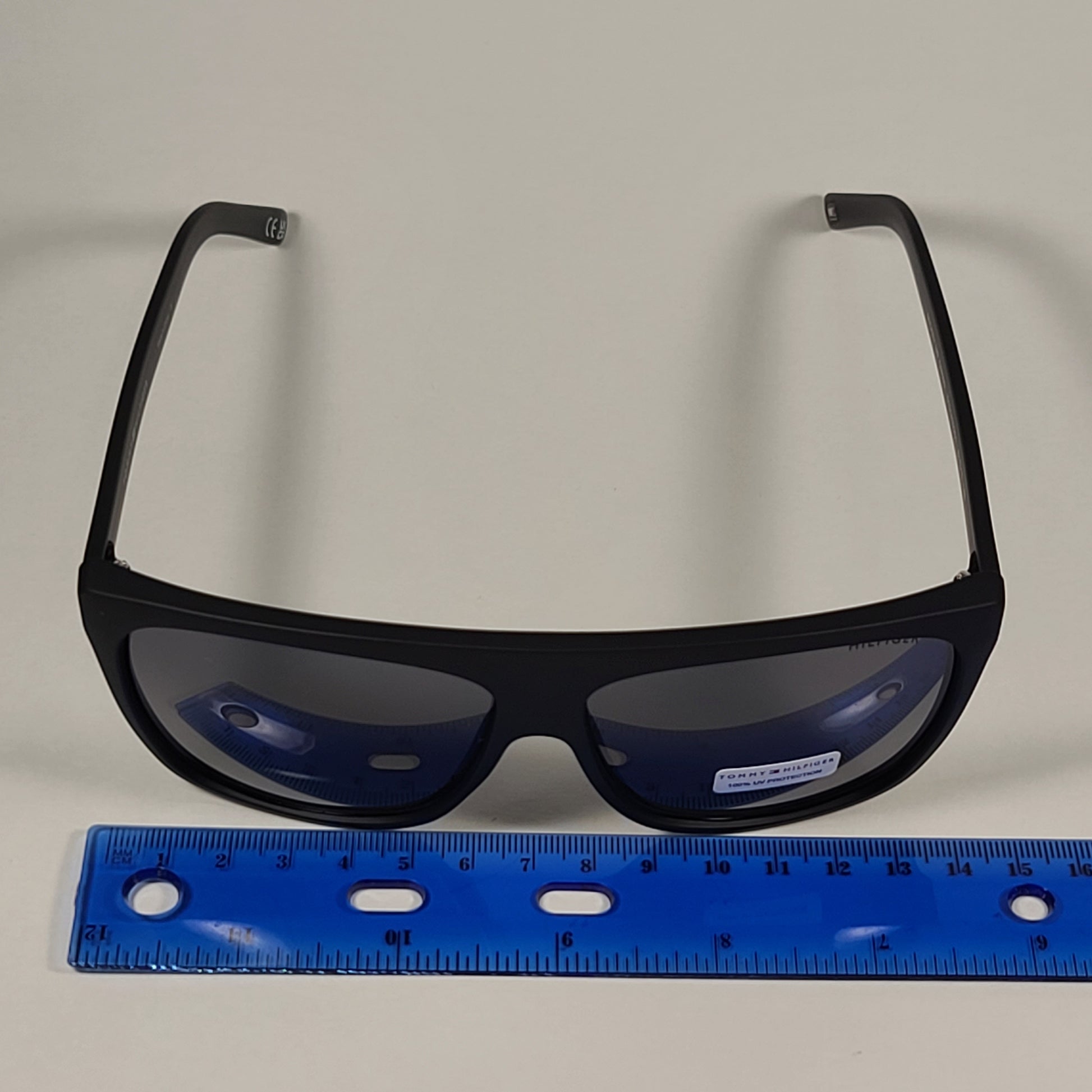 Authentic Tommy Hilfiger Mickey Square Sunglasses Matte Black Frame Gray Lens MICKEY MP OM599 - Sunglasses