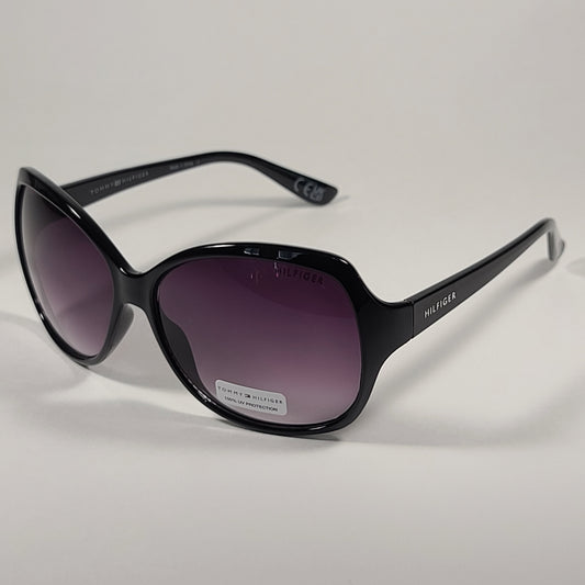 Tommy Hilfiger Belle Oversize Butterfly Sunglasses Shiny Black Smoke Gradient Lens BELLE WP OL549 - Sunglasses