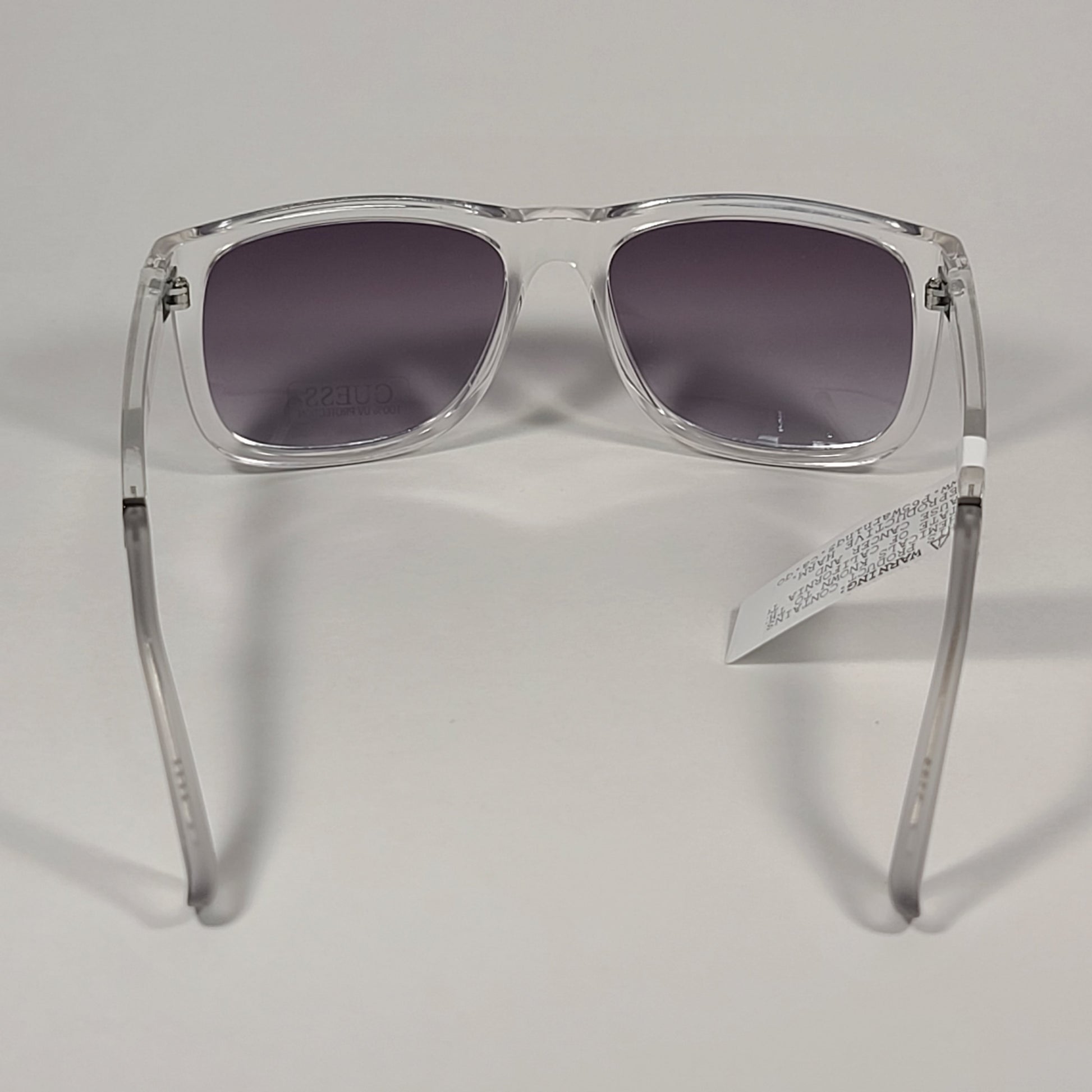 Guess GF0234 26C Rectangular Sunglasses Crystal Clear Frame Smoke