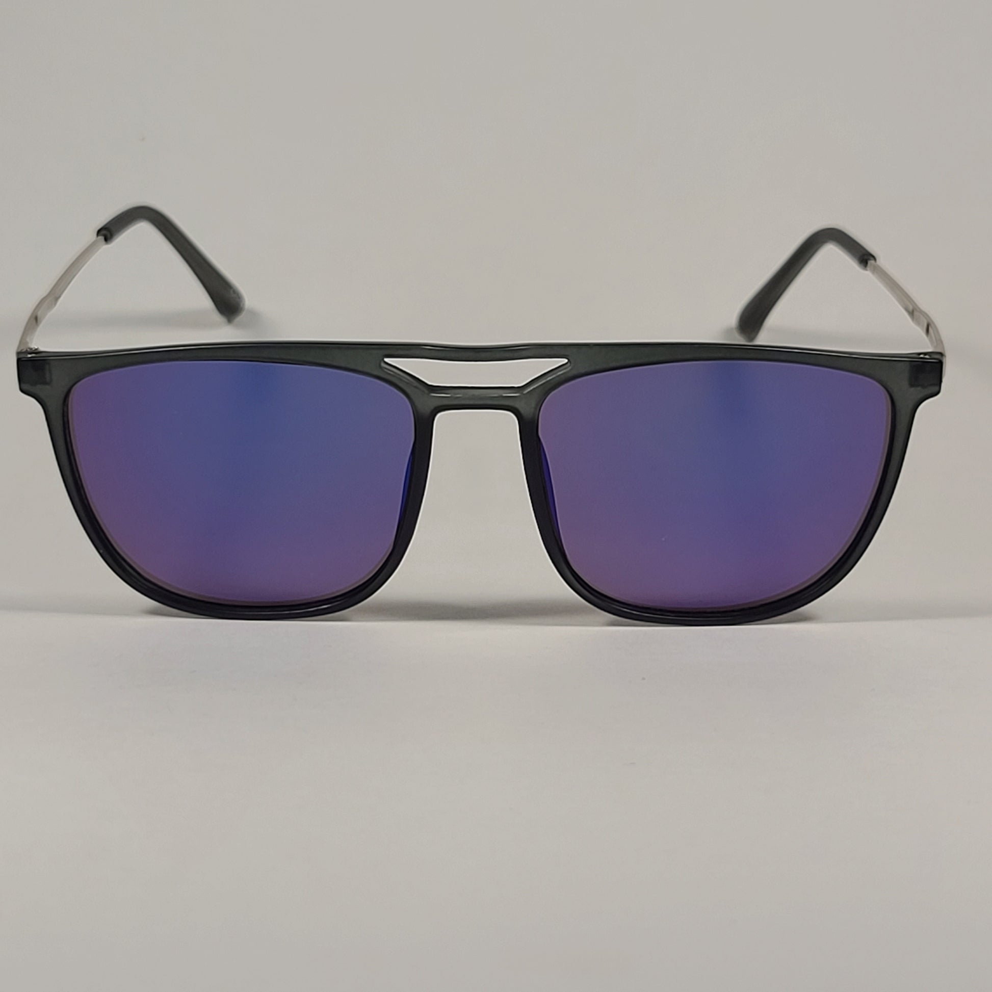 Vince Camuto VM620 GY Rectangle Sunglasses Gray Frame Blue Violet Flash Lens - Sunglasses