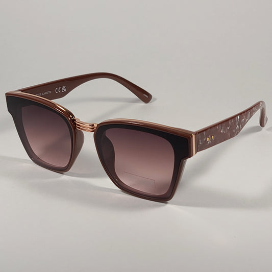 Vince Camuto VC974 BN Square Sunglasses Brown Marble Frame Brown Gradient Lens - Sunglasses