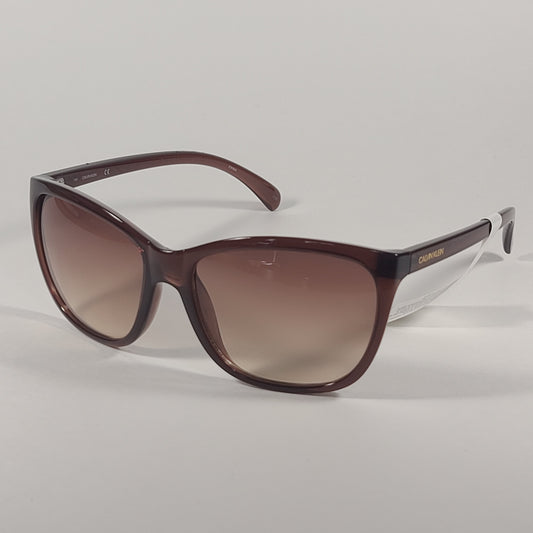 Calvin Klein CK19565S 210 Cat Eye Sunglasses Brown Frame Brown Gradient Lens - Sunglasses