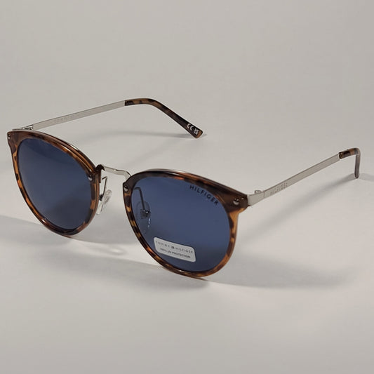 Tommy Hilfiger Lilo Round Sunglasses Brown Tortoise Silver Frame Blue Gray Lens LILO WP OL556 - Sunglasses
