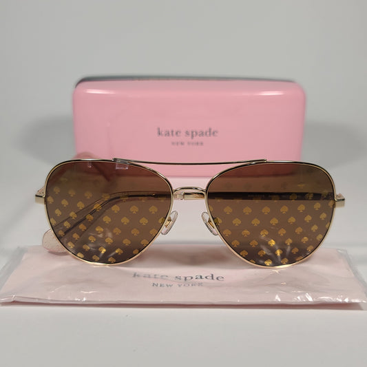 Kate Spade New York Avaline2/S 94RK1 Aviator Sunglasses Gold Frame Spade Lens - Sunglasses