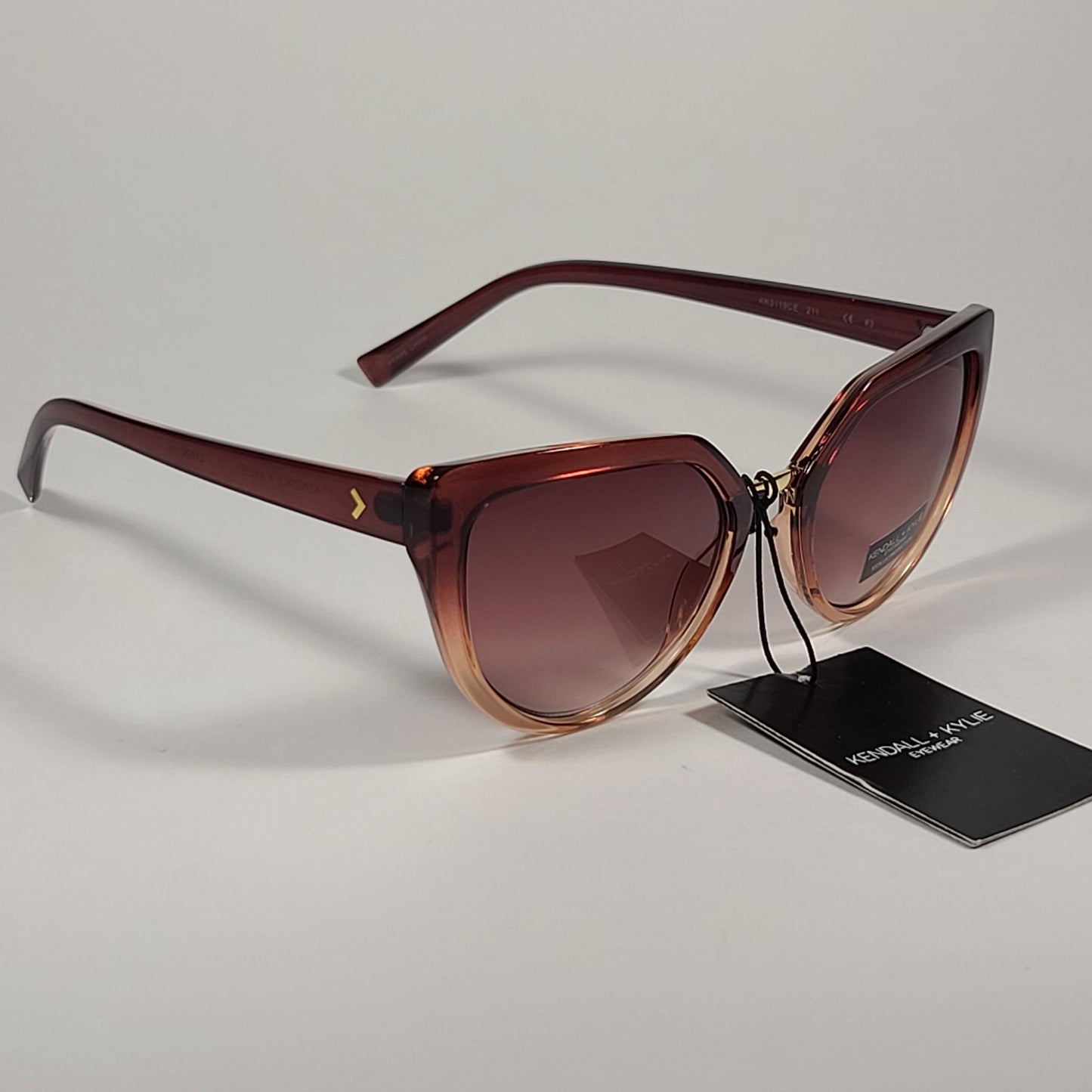 Kendall + Kylie Lynn KK5119CE 211 Cat Eye Sunglasses Brown Crystal Frame Brown Gradient Lens - Sunglasses