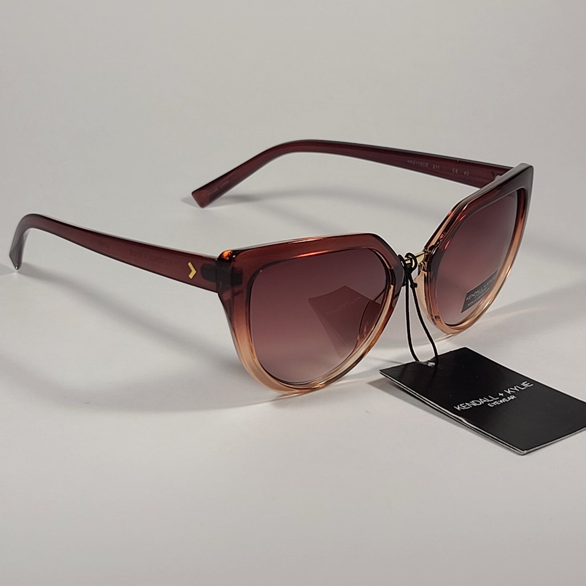 Kendall + Kylie Lynn KK5119CE 211 Cat Eye Sunglasses Brown Crystal Frame Brown Gradient Lens - Sunglasses
