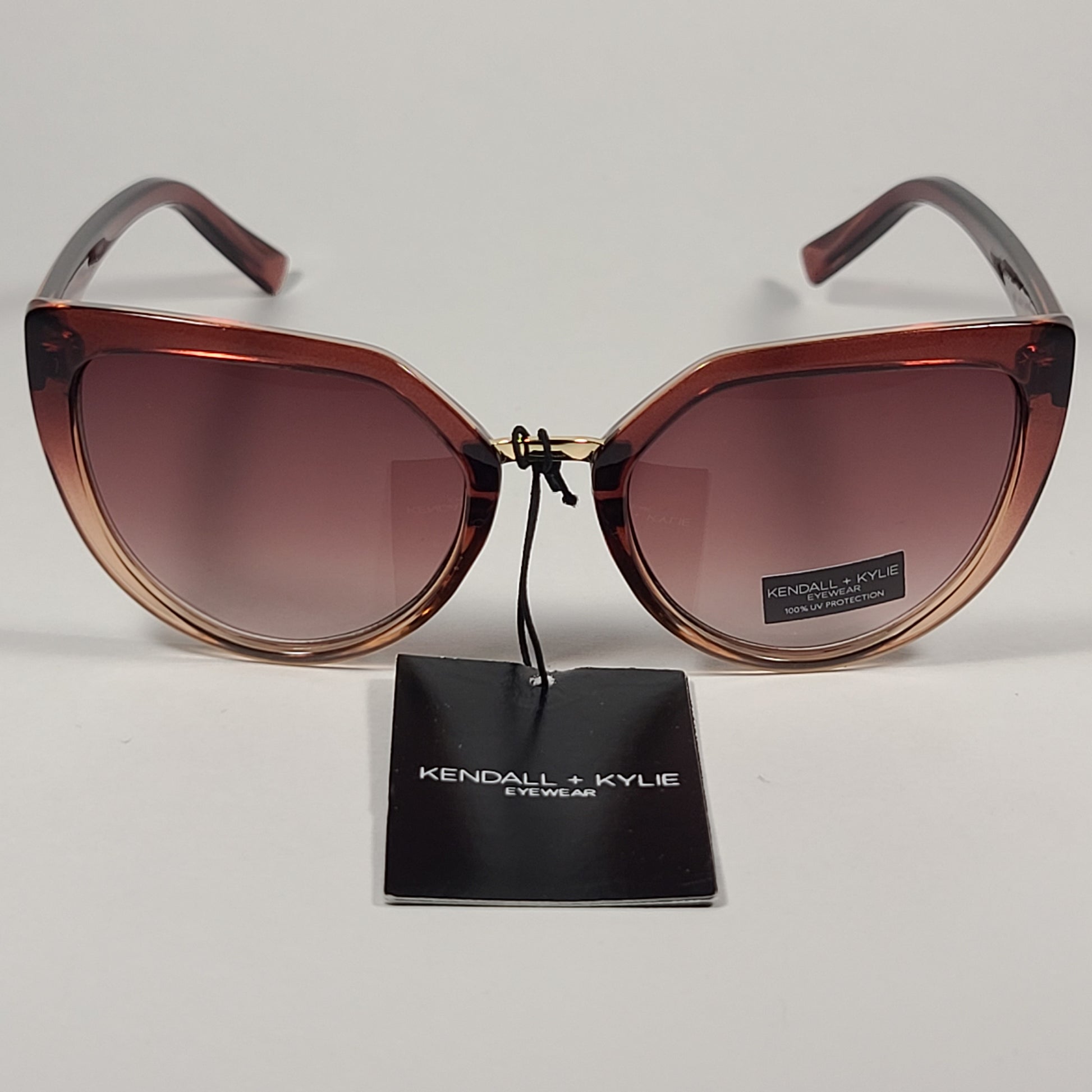 Kendall + Kylie Lynn KK5119CE 211 Cat Eye Sunglasses Brown Crystal Frame Brown Gradient Lens - Sunglasses