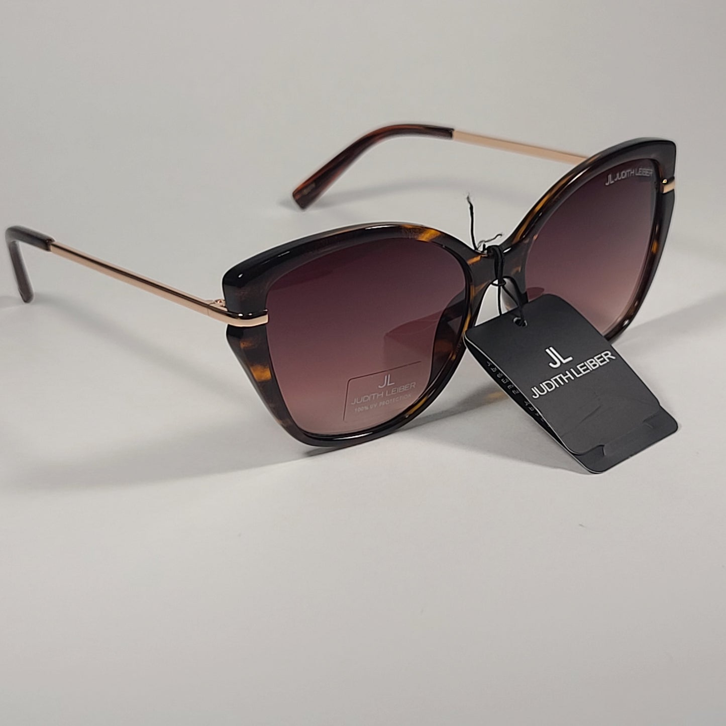 JL By Judith Leiber Bella Cat Eye Sunglasses Brown Gold Brown Gradient Lens - Sunglasses