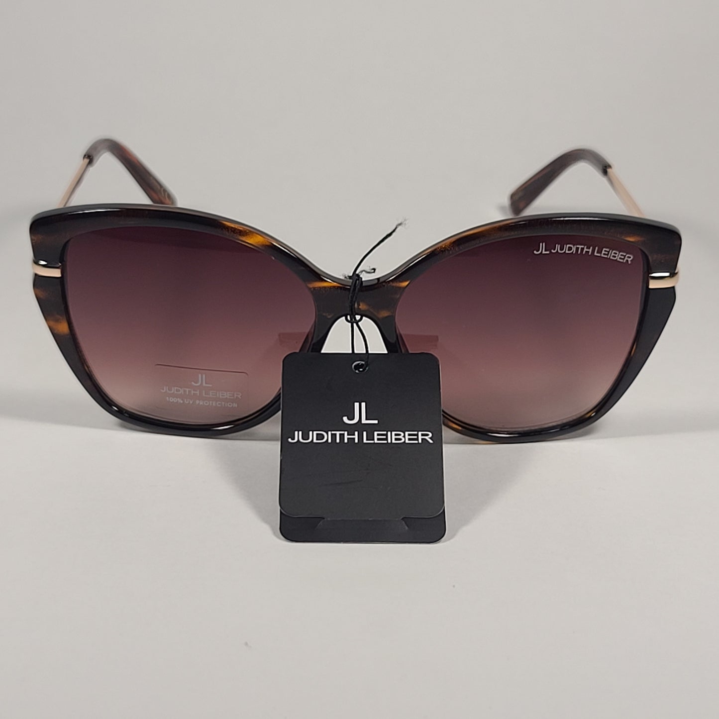 JL By Judith Leiber Bella Cat Eye Sunglasses Brown Gold Brown Gradient Lens - Sunglasses