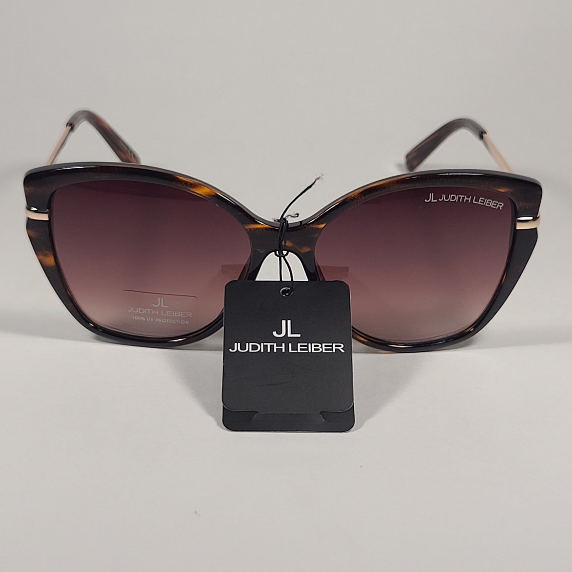 JL By Judith Leiber Bella Cat Eye Sunglasses Brown Gold Brown Gradient Lens - Sunglasses