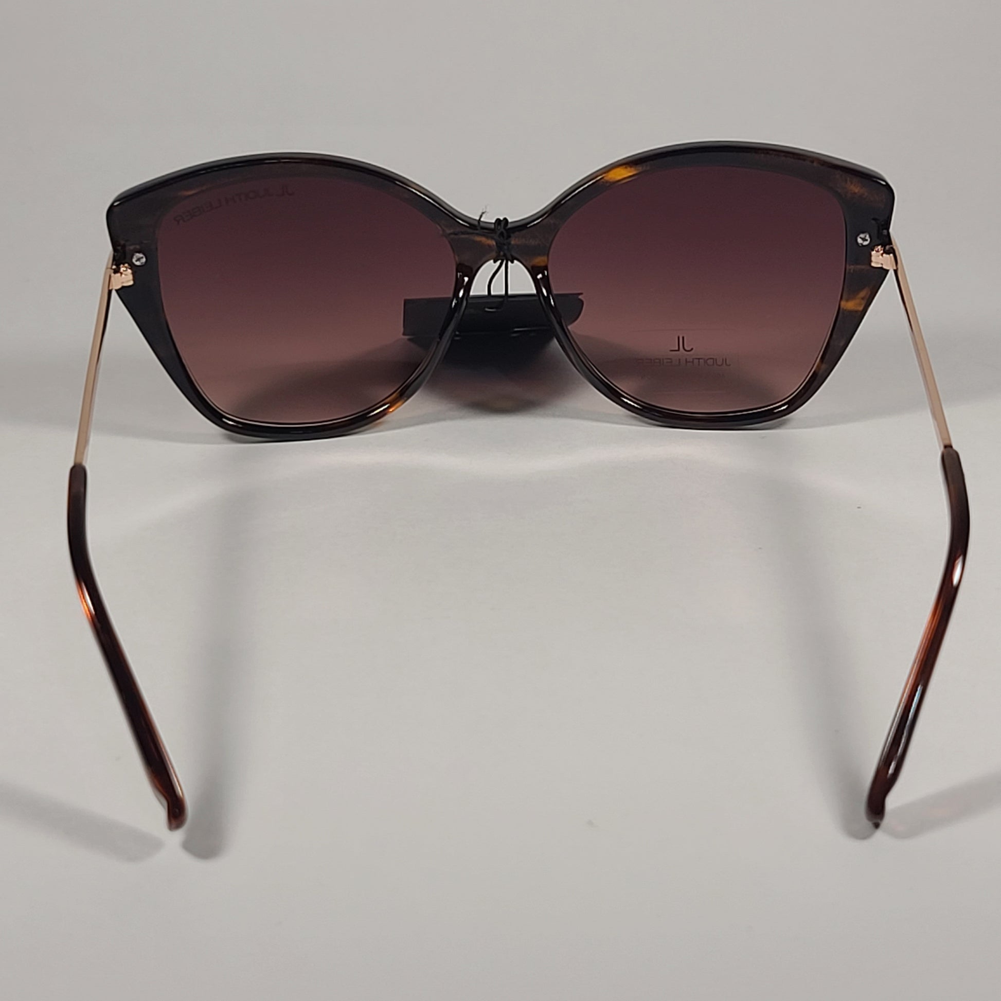 JL By Judith Leiber Bella Cat Eye Sunglasses Brown Gold Brown Gradient Lens - Sunglasses