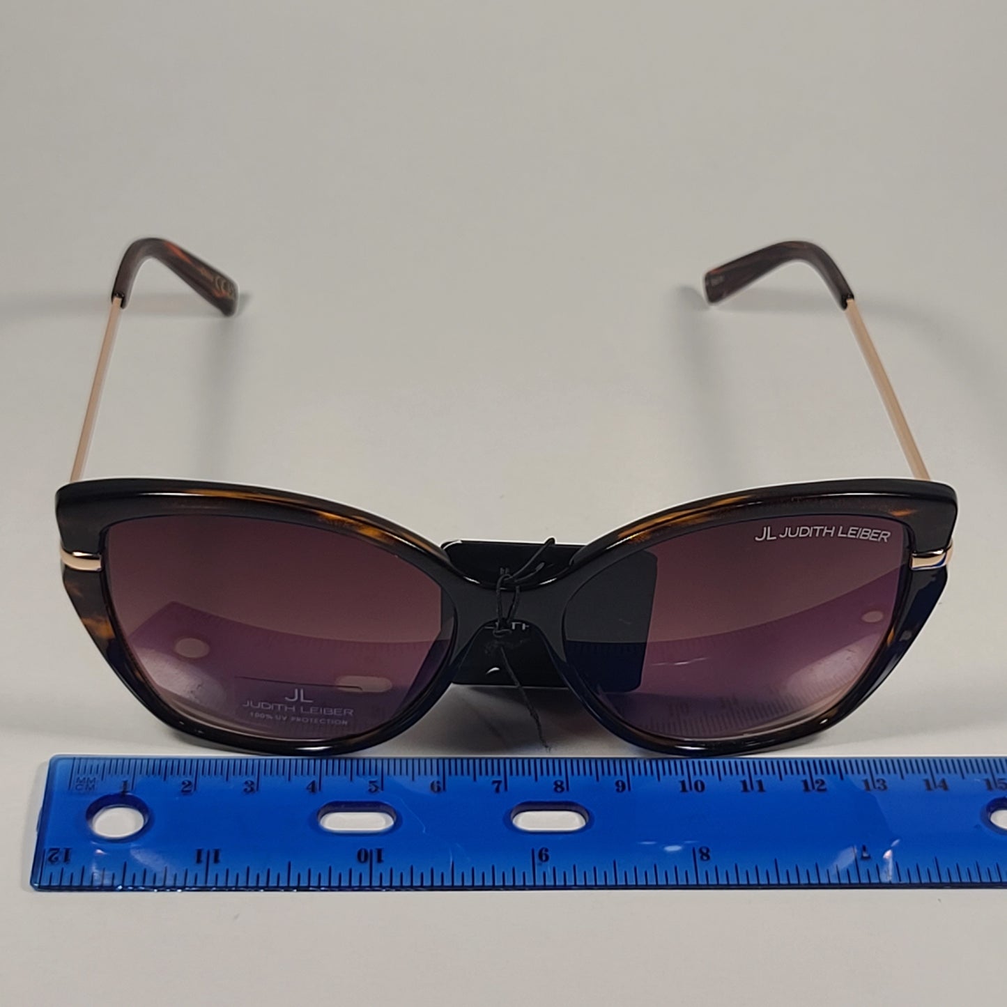 JL By Judith Leiber Bella Cat Eye Sunglasses Brown Gold Brown Gradient Lens - Sunglasses