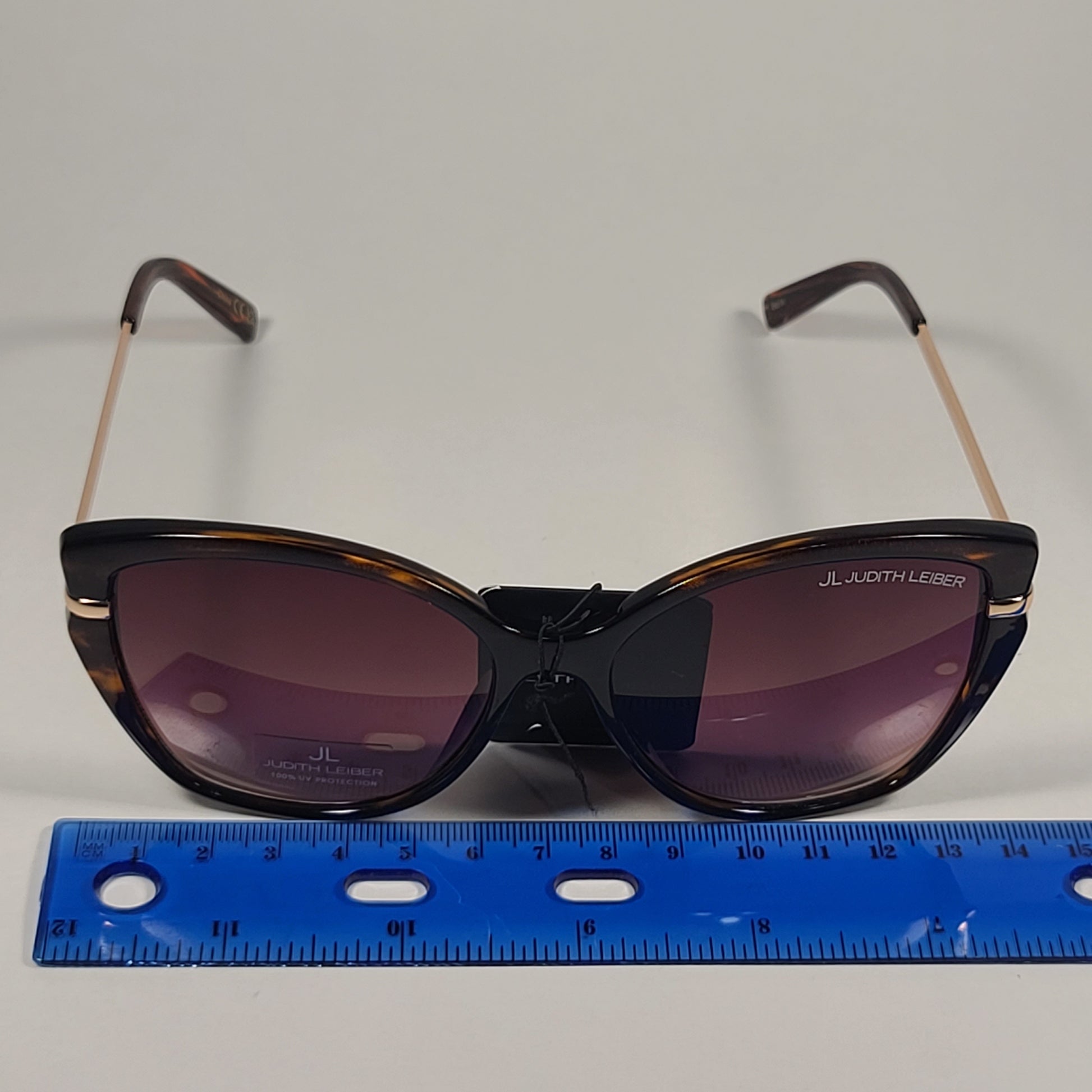 JL By Judith Leiber Bella Cat Eye Sunglasses Brown Gold Brown Gradient Lens - Sunglasses