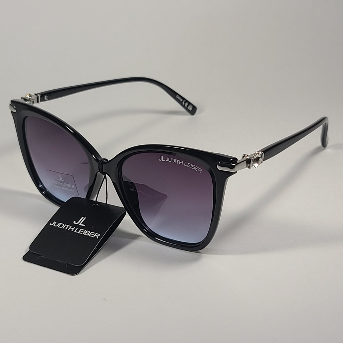 Judith Leiber JL1051 Blue Tortoise Cats Eye Sunglasses with Crystals JUDITH LEIBER Couture Crystal & Pearl Embellished Sunglasses  main image 4