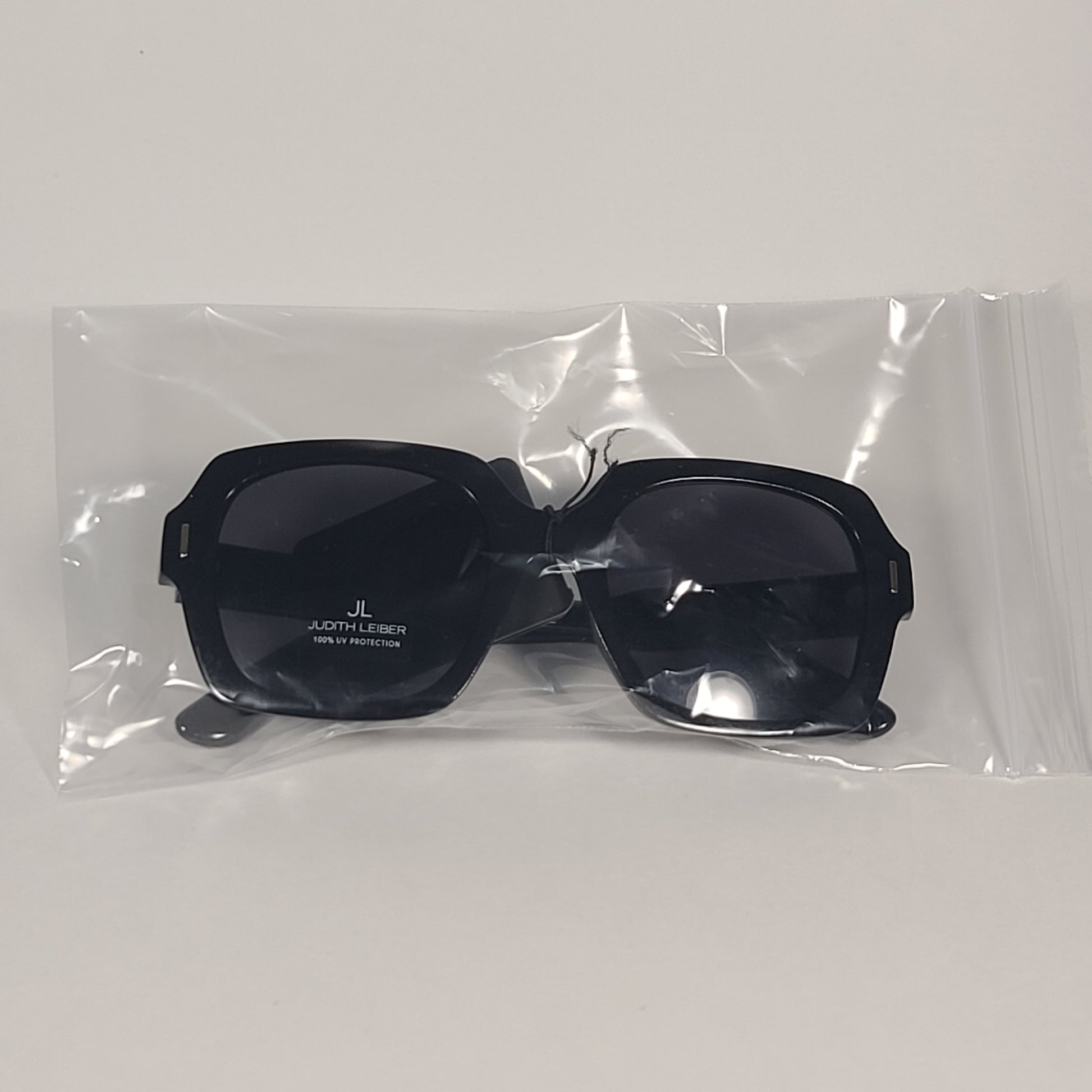 JL By Judith Leiber Dahlia Square Sunglasses Black Frame Gray Tinted Lens - Sunglasses