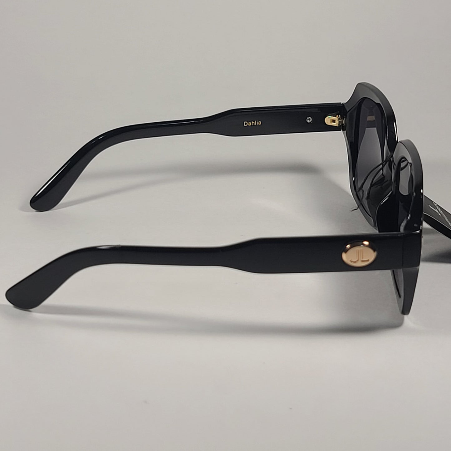 JL By Judith Leiber Dahlia Square Sunglasses Black Frame Gray Tinted Lens - Sunglasses