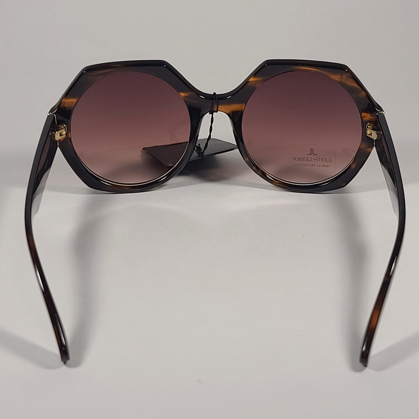 JL By Judith Leiber Fushia Octogon Sunglasses Brown Wood Pattern Brown Gradient Lens - Sunglasses