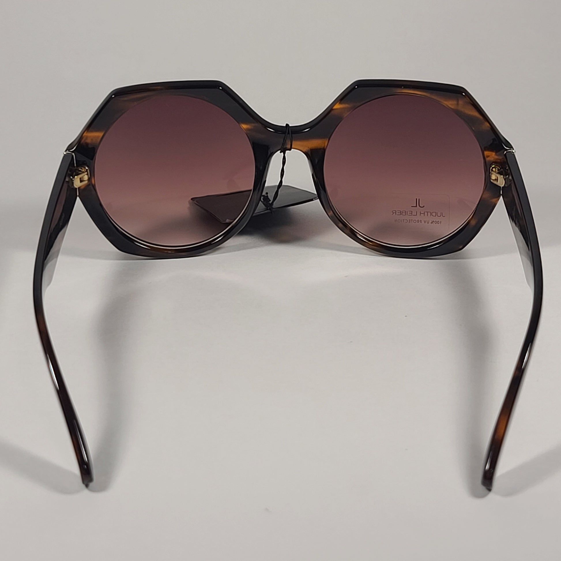 JL By Judith Leiber Fushia Octogon Sunglasses Brown Wood Pattern Brown Gradient Lens - Sunglasses