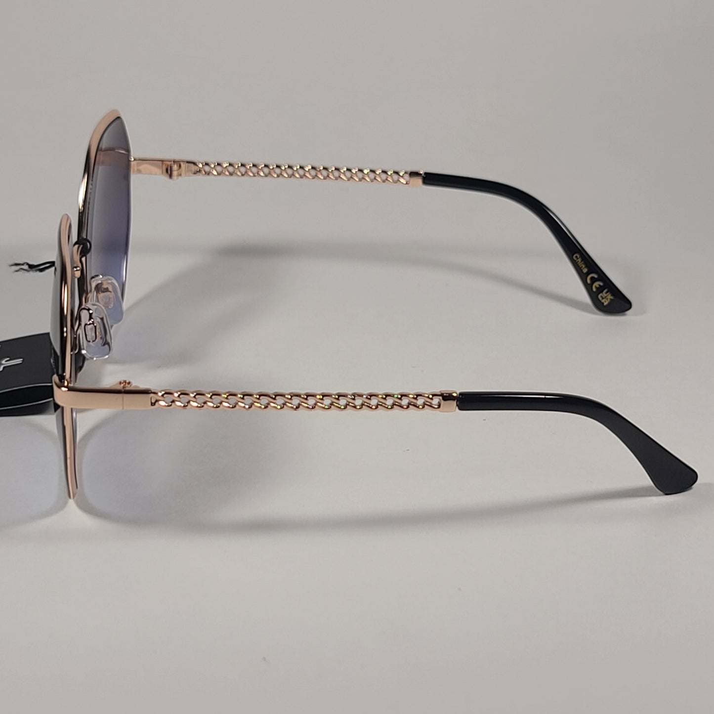 JL By Judith Leiber Mona Geometric Sunglasses Black Gold Smoke Gradient Lens - Sunglasses