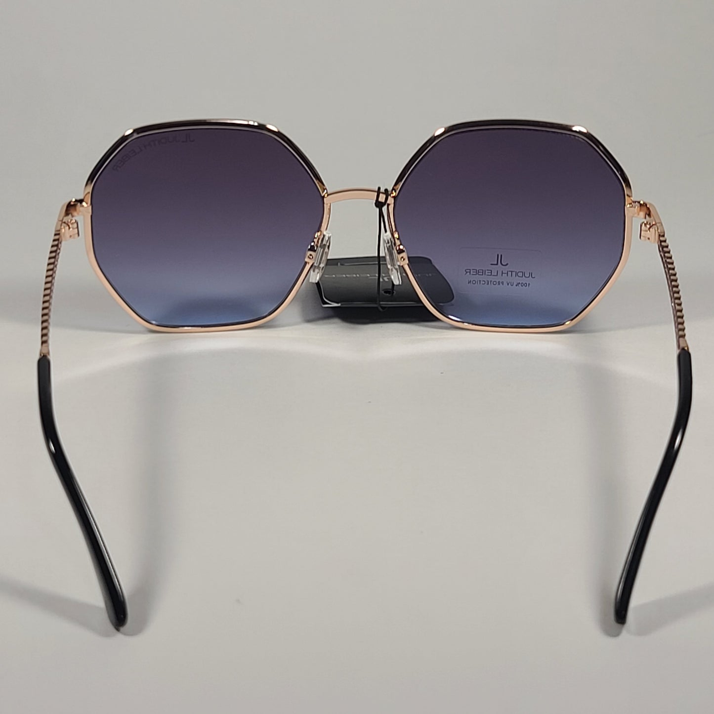 JL By Judith Leiber Mona Geometric Sunglasses Black Gold Smoke Gradient Lens - Sunglasses
