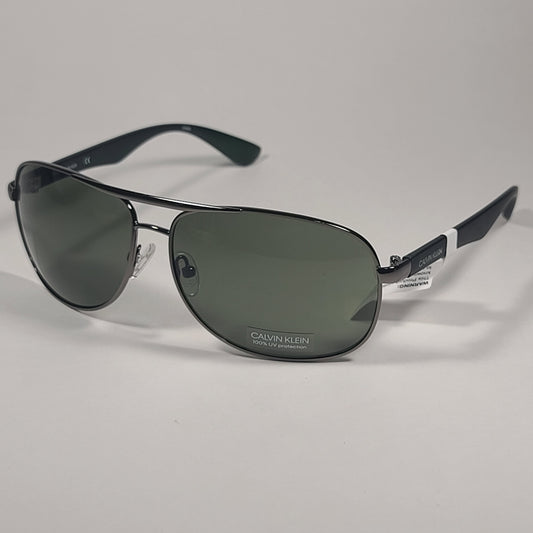 Calvin Klein Aviator Pilot Sunglasses CK19315S 008 Matte Dark Green And Gunmetal With Green Lens - Sunglasses