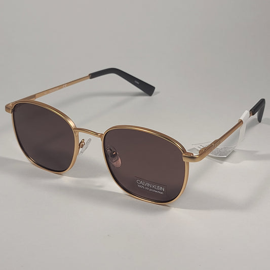 Calvin Klein CK20122S 717 Designer Sunglasses Matte Gold With Brown Tinted Lens - Sunglasses
