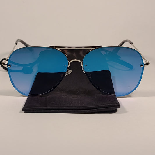 Vince Camuto Rimless Aviator Sunglasses Silver Frame Blue Mirror Lens VC831 SLV - Sunglasses