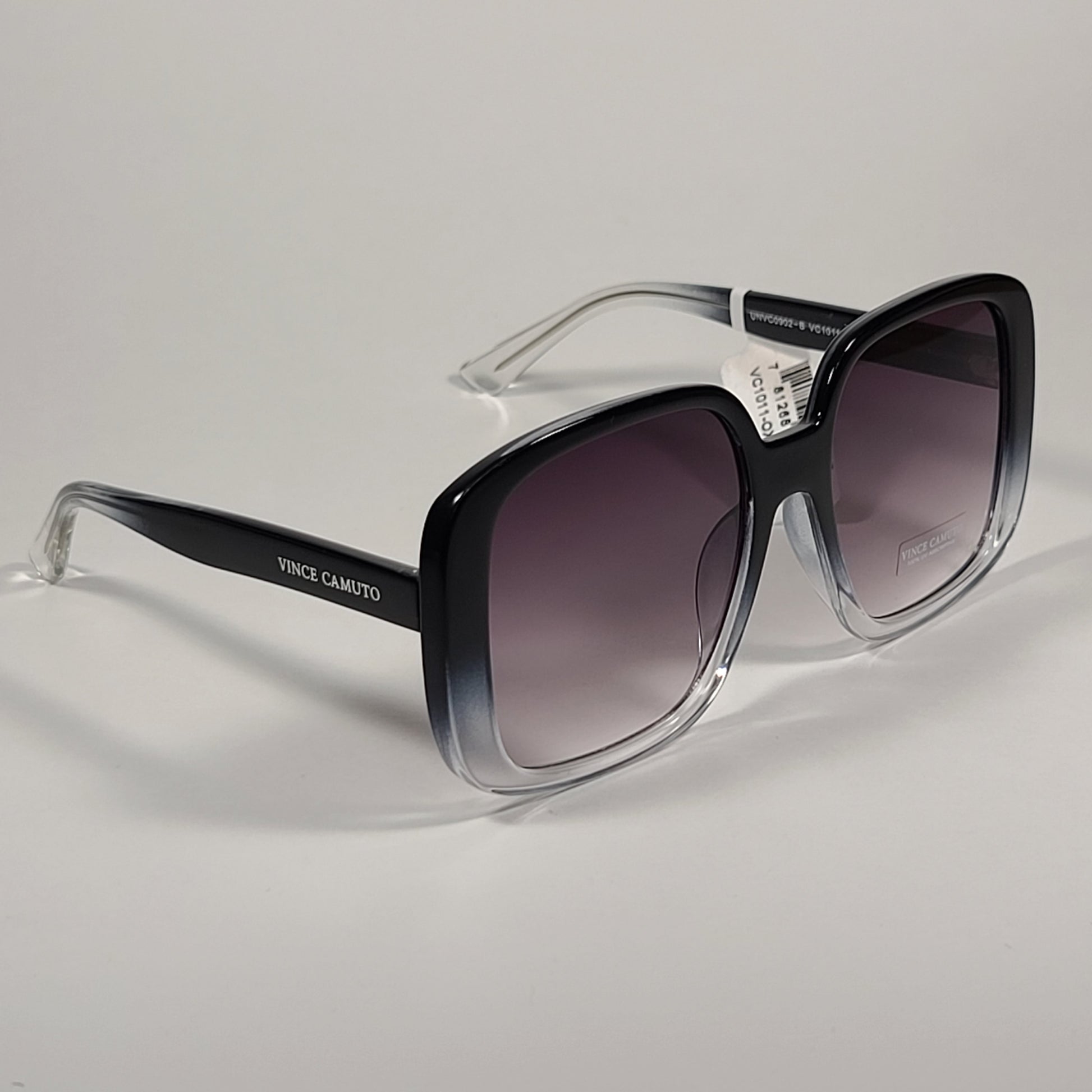 Vince Camuto Oversize Square Sunglasses Black Clear Frame Gray Gradient Lens VC1011 OXCL - Sunglasses
