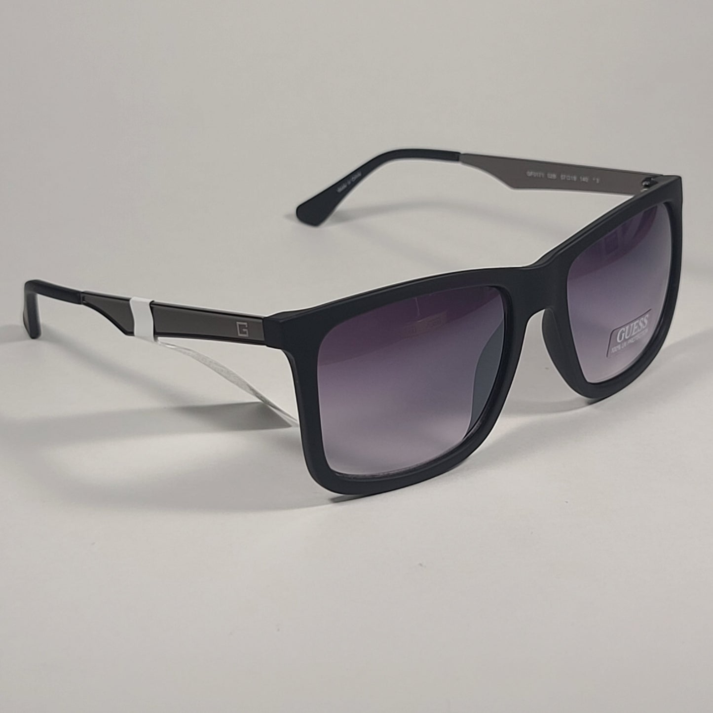 Guess GF0171 02B Rectangular Sunglasses Gunmetal Matte Black Smoke Gradient Lens - Sunglasses