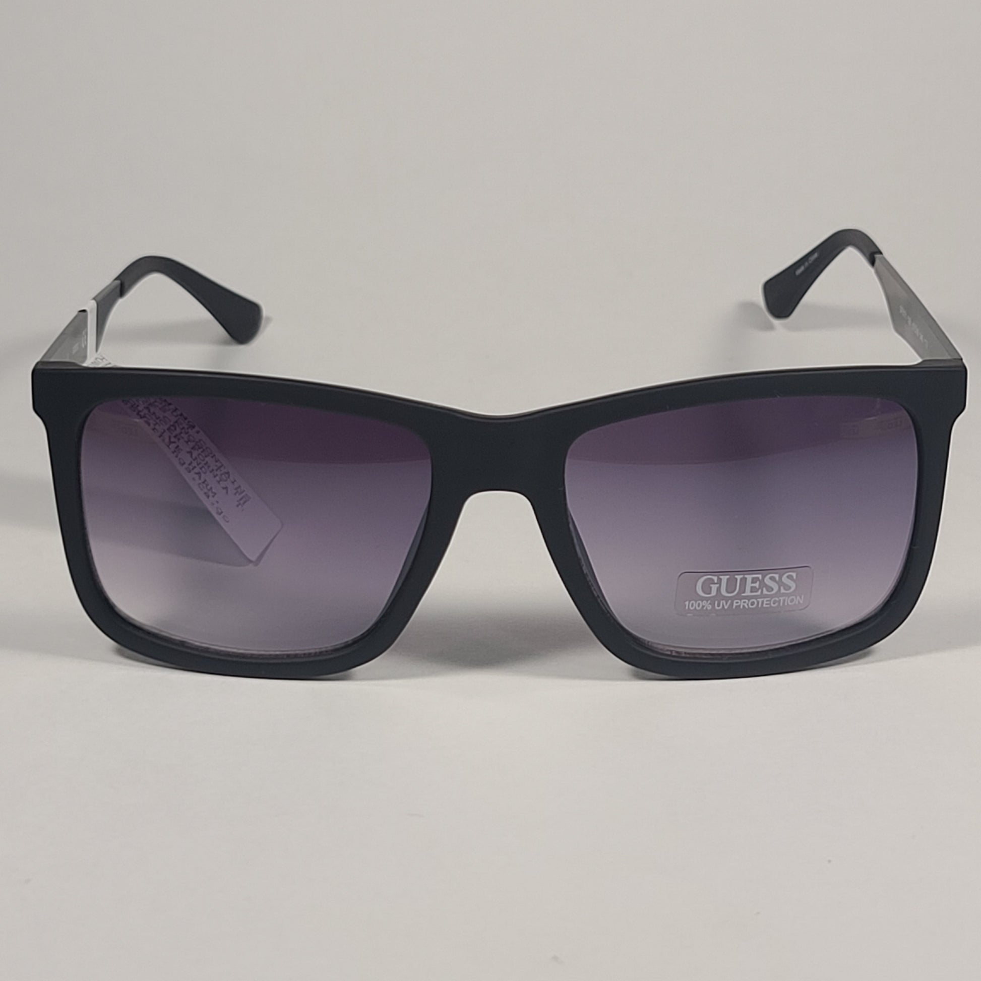 Guess GF0171 02B Rectangular Sunglasses Gunmetal Matte Black Smoke Gradient Lens - Sunglasses