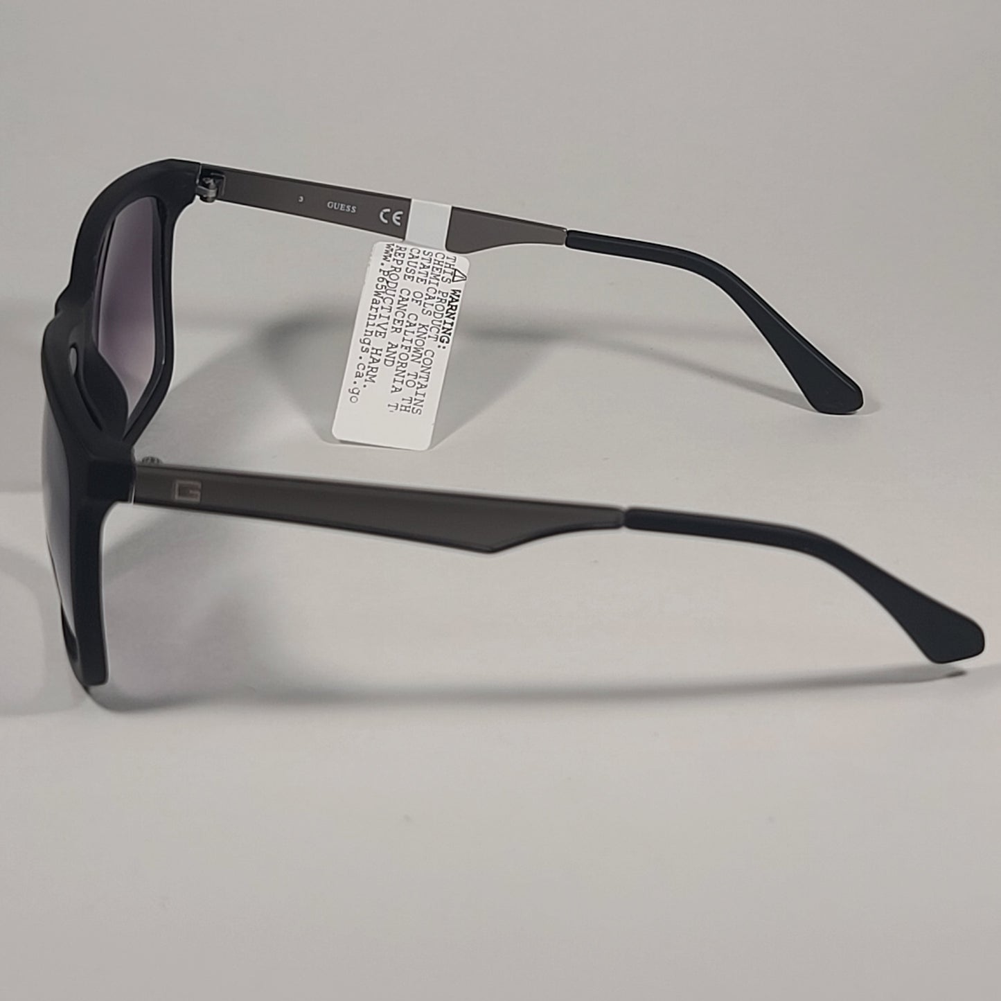Guess GF0171 02B Rectangular Sunglasses Gunmetal Matte Black Smoke Gradient Lens - Sunglasses