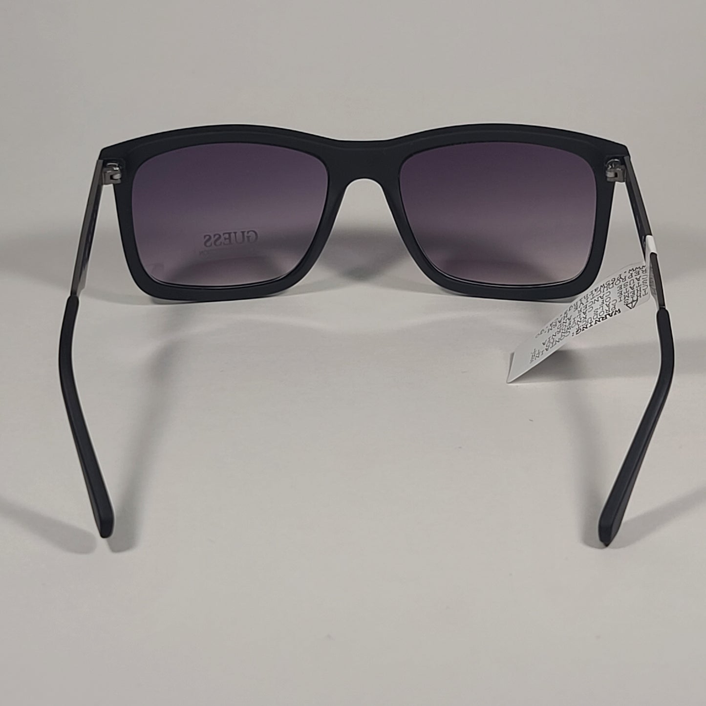 Guess GF0171 02B Rectangular Sunglasses Gunmetal Matte Black Smoke Gradient Lens - Sunglasses
