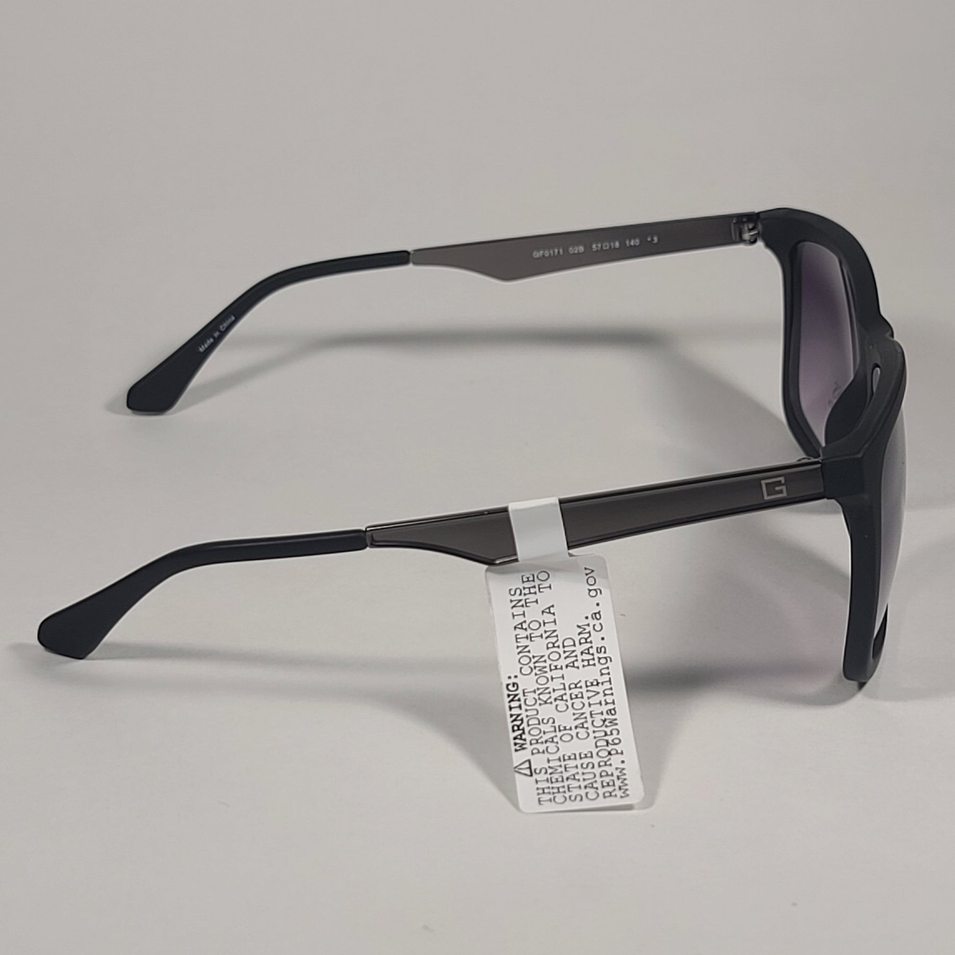 Guess GF0171 02B Rectangular Sunglasses Gunmetal Matte Black Smoke Gradient Lens - Sunglasses
