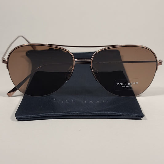 Cole Haan Rimless Aviator Polarized Sunglasses Brown Frame And Lens CH6079 200 BROWN - Sunglasses