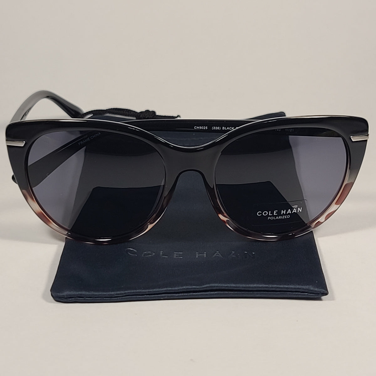 Cole Haan Cat Eye Polarized Sunglasses Black Tortoise Frame  display picture 3
