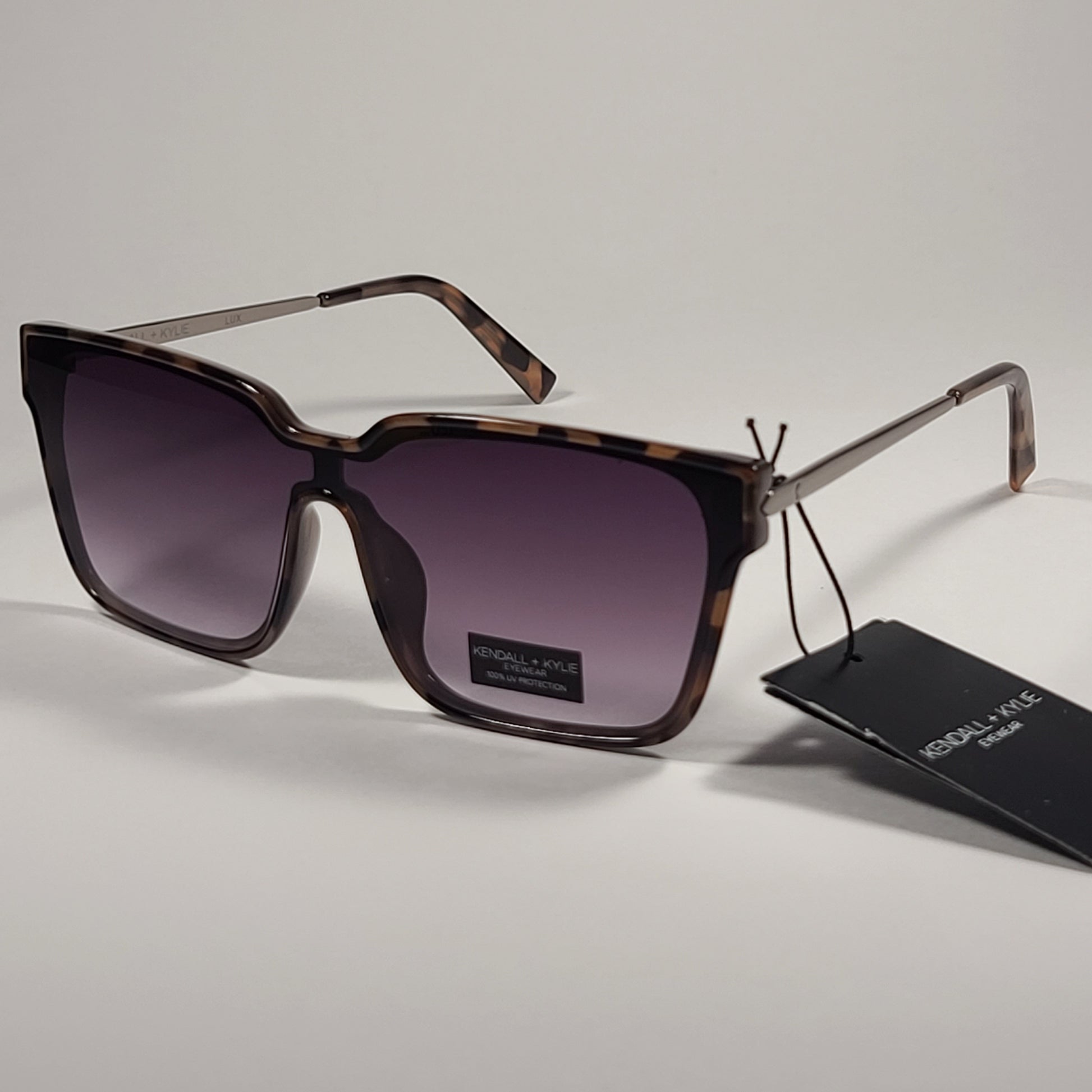 Kendall + Kylie Lux KK5142 036 Shield Sunglasses Milky Demi Frame Smoke Gradient Lens - Sunglasses