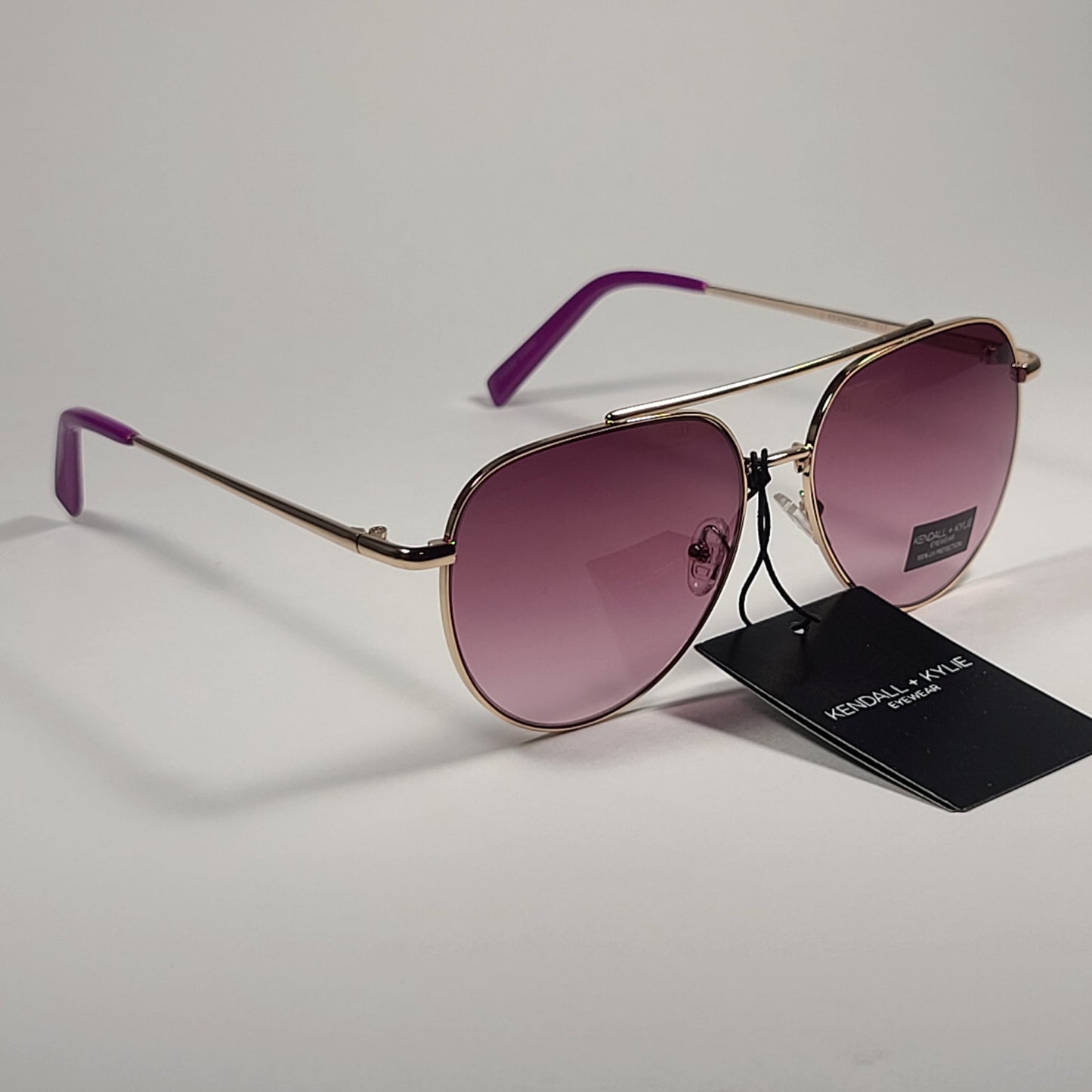 Kendall + Kylie Jett KK4050DCE 717 Aviator Sunglasses Gold Frame Dark Pink Gradient Lens - Sunglasses