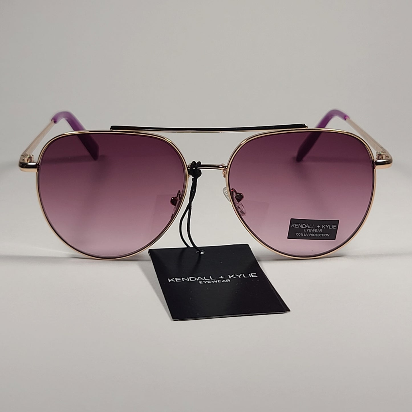 Kendall + Kylie Jett KK4050DCE 717 Aviator Sunglasses Gold Frame Dark Pink Gradient Lens - Sunglasses