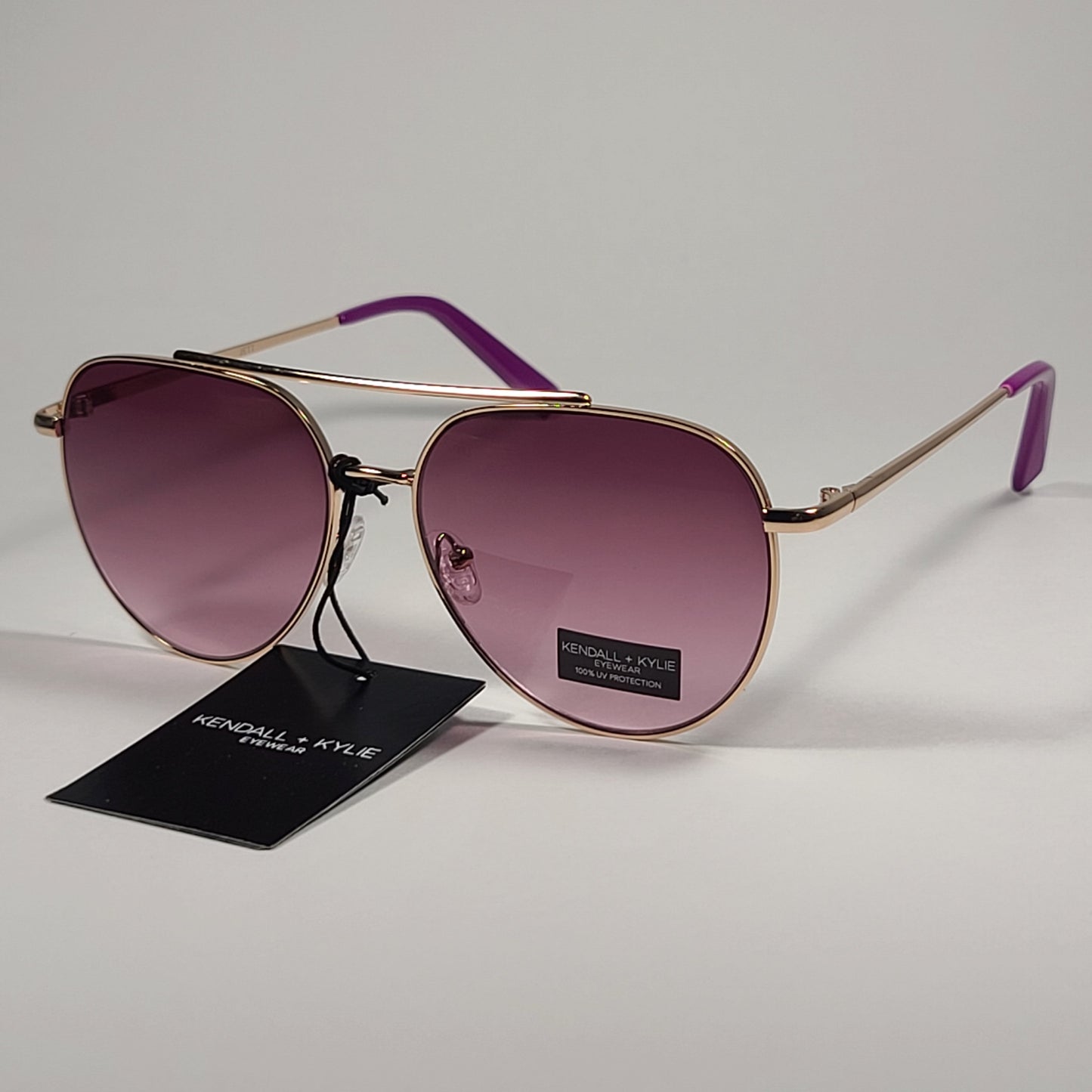 Kendall + Kylie Jett KK4050DCE 717 Aviator Sunglasses Gold Frame Dark Pink Gradient Lens - Sunglasses