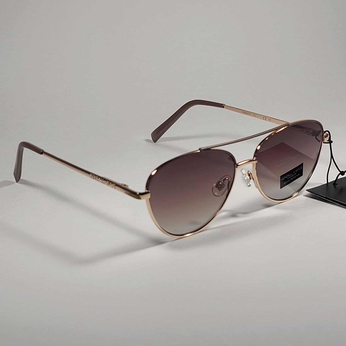 Kendall + Kylie Lara KK4079CE 743 Aviator Sunglasses Gold Nude Frame Brown Gradient Lens - Sunglasses