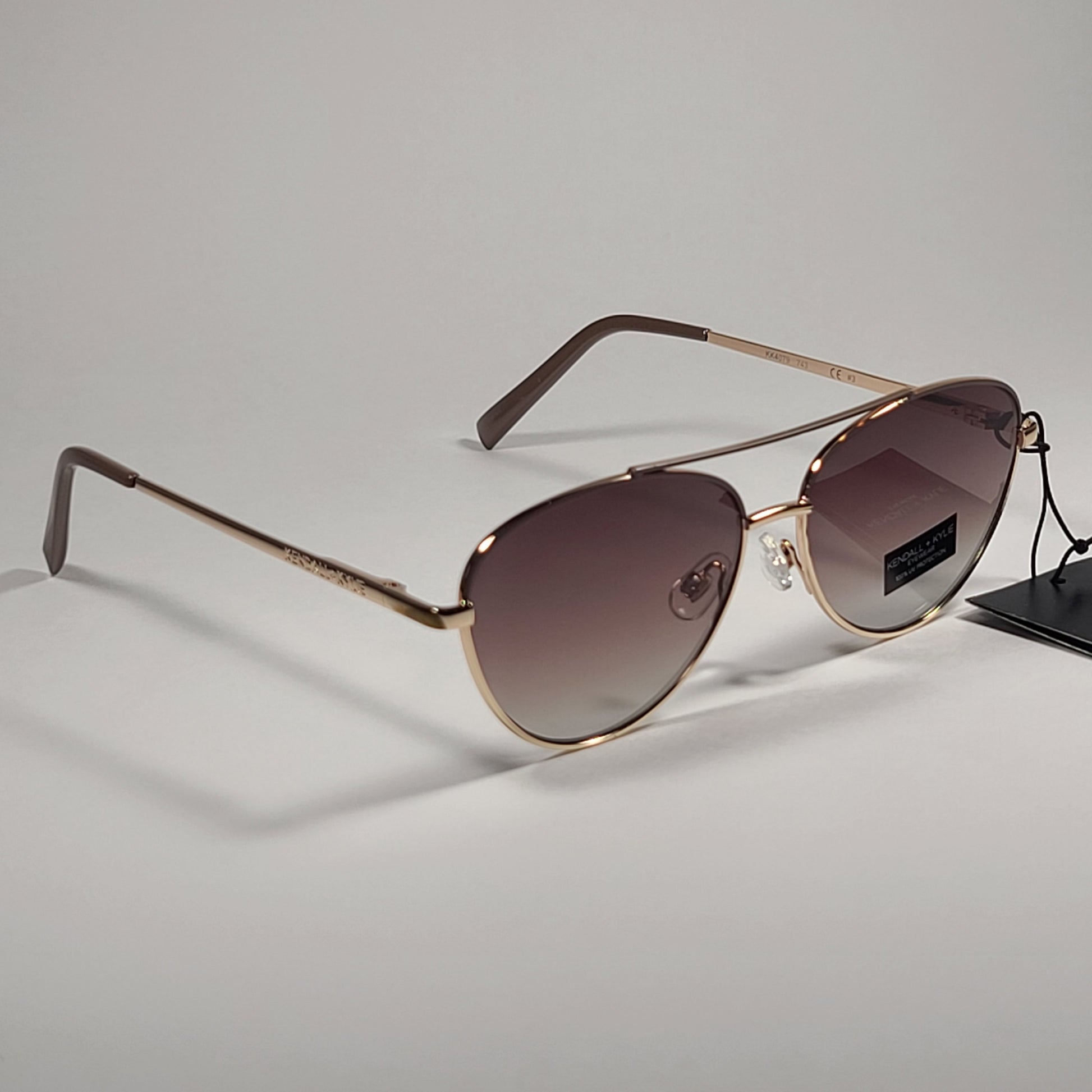 Kendall + Kylie Lara KK4079CE 743 Aviator Sunglasses Gold Nude Frame Brown Gradient Lens - Sunglasses