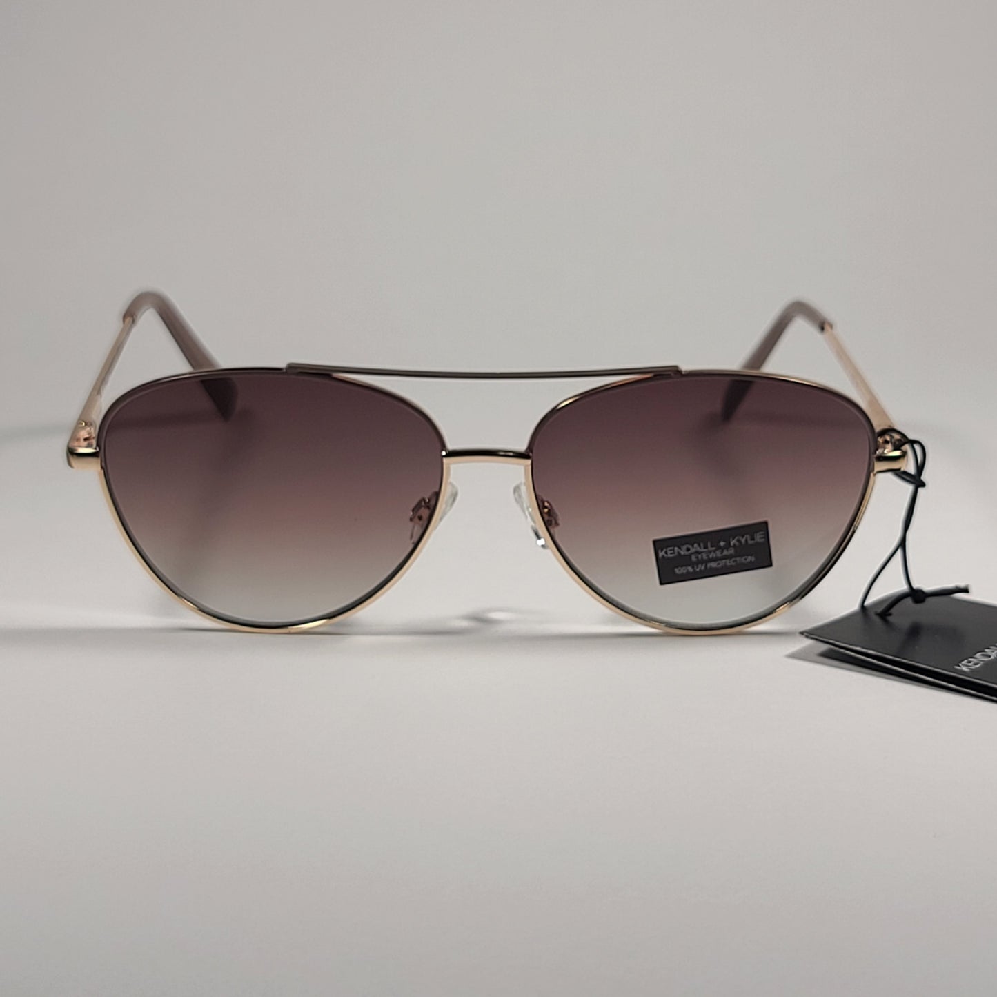 Kendall + Kylie Lara KK4079CE 743 Aviator Sunglasses Gold Nude Frame Brown Gradient Lens - Sunglasses
