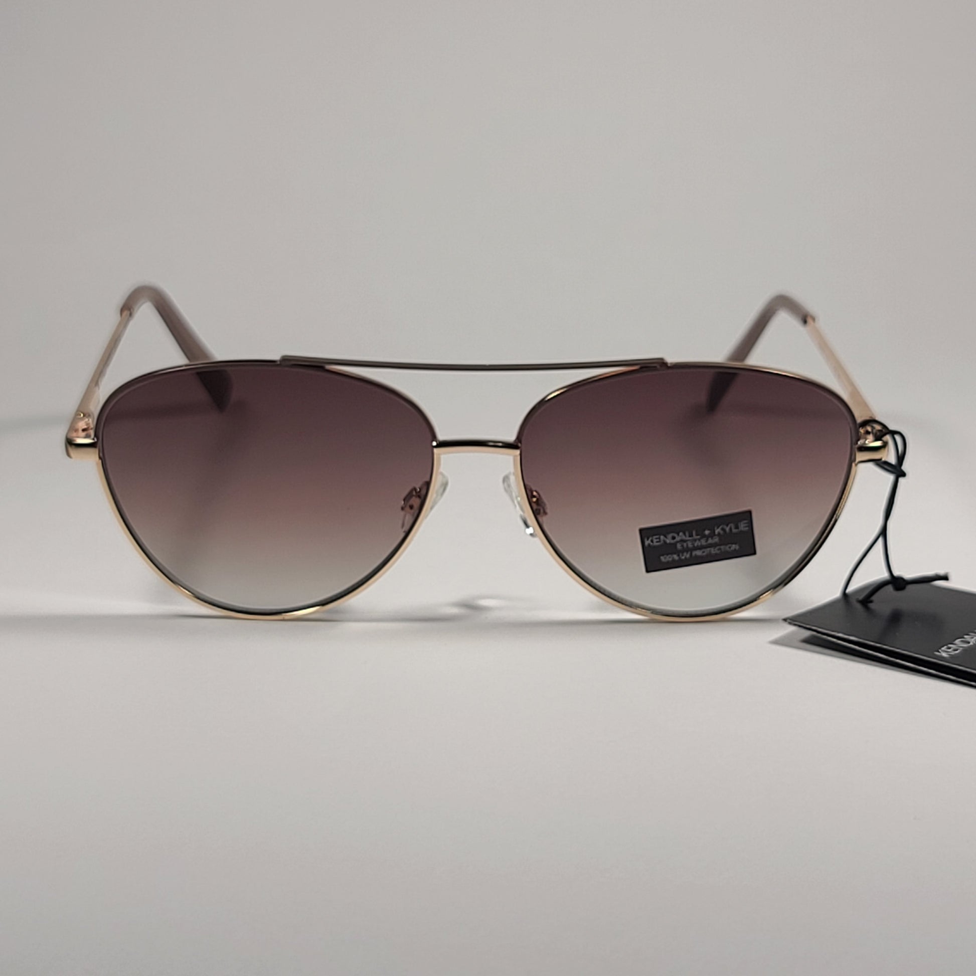 Kendall + Kylie Lara KK4079CE 743 Aviator Sunglasses Gold Nude Frame Brown Gradient Lens - Sunglasses