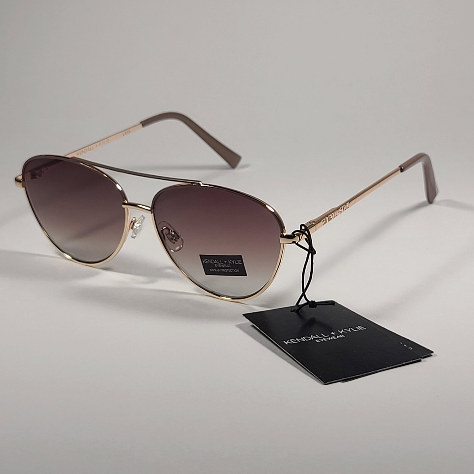 Kendall + Kylie Lara KK4079CE 743 Aviator Sunglasses Gold Nude Frame Brown Gradient Lens - Sunglasses