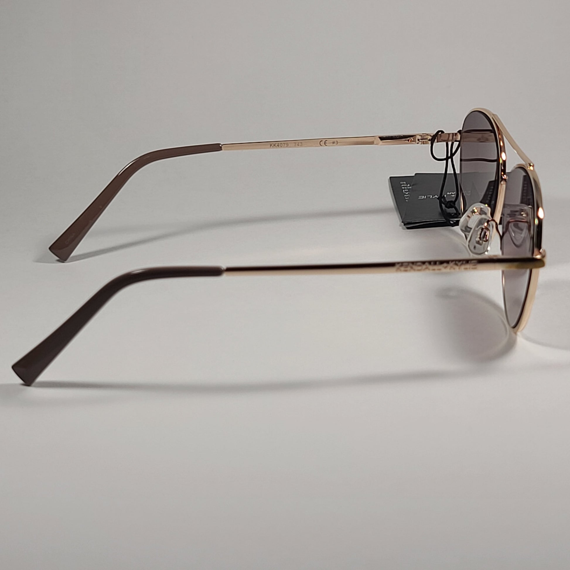 Kendall + Kylie Lara KK4079CE 743 Aviator Sunglasses Gold Nude Frame Brown Gradient Lens - Sunglasses