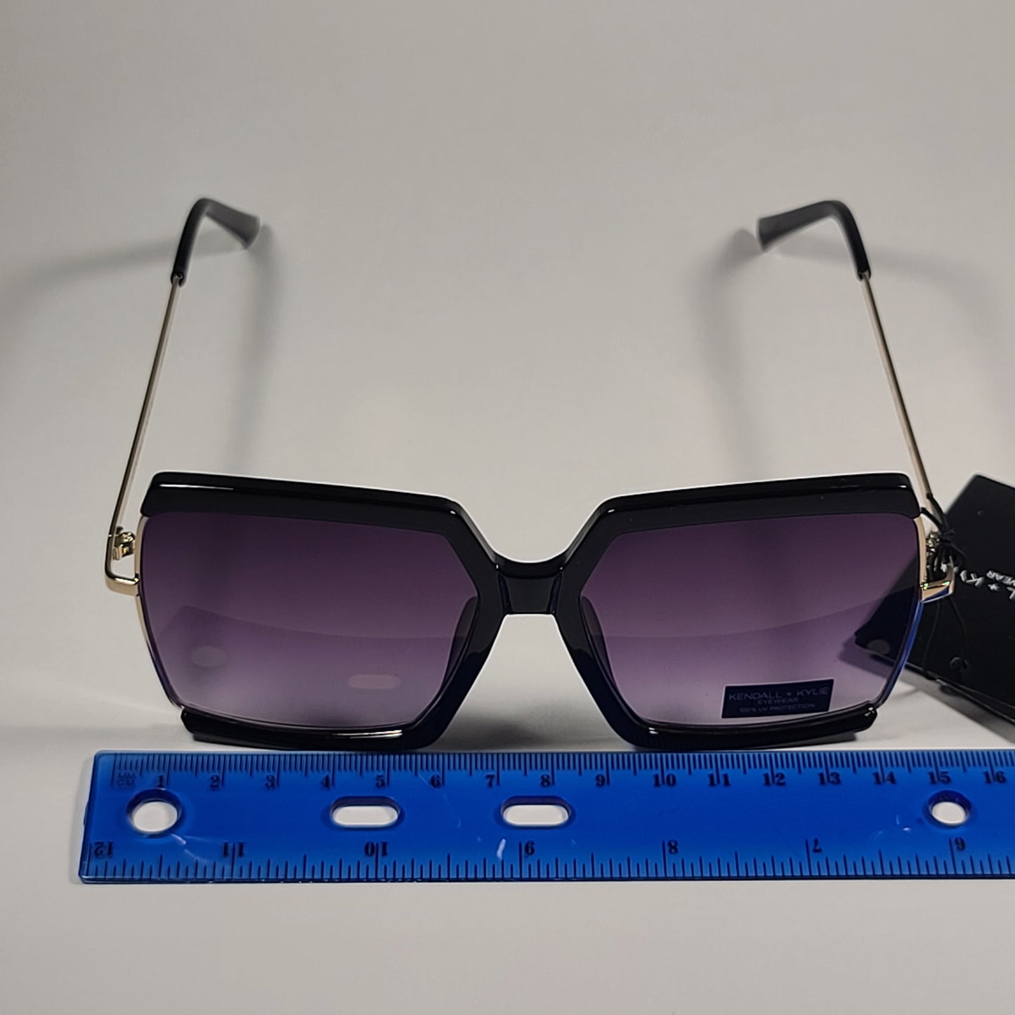 Kendall + Kylie KK5138CE 001 Kendra Oversize Sunglasses Black Gold Frame Smoke Gradient Lens - Sunglasses