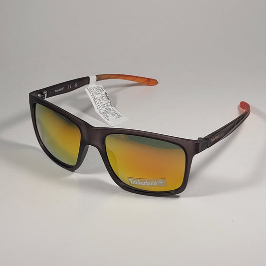 Timberland TB7255 20U Rectangle Sport Sunglasses Matte Gray Orange Mirror Lens - Sunglasses