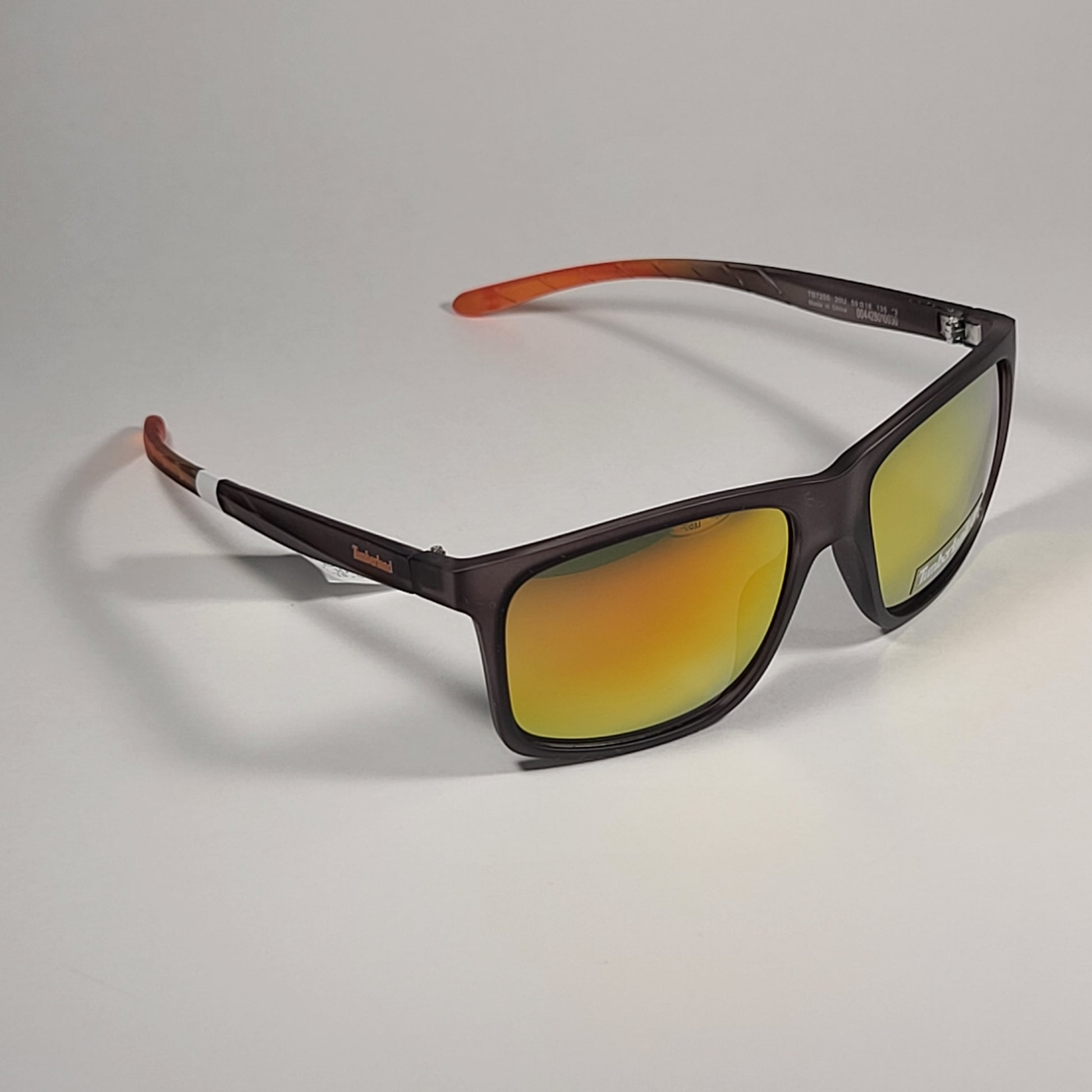 Timberland TB7255 20U Rectangle Sport Sunglasses Matte Gray Orange Mirror Lens - Sunglasses